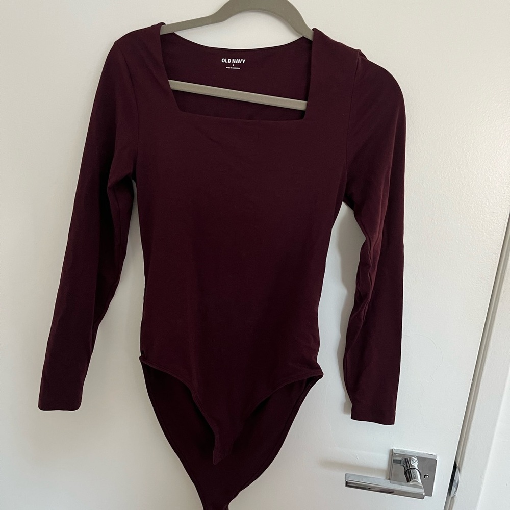 Old Navy Red Fitted Long Sleeve Bodysuit